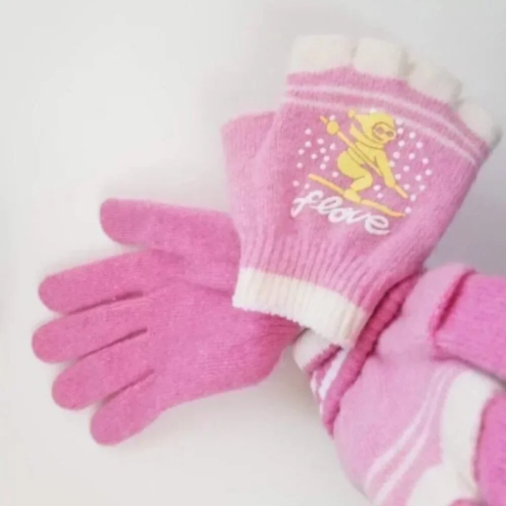 Set of 3 NEW Multicolor Double Layered 2 in 1 Wool Blend Cozy Warm Gloves Medium